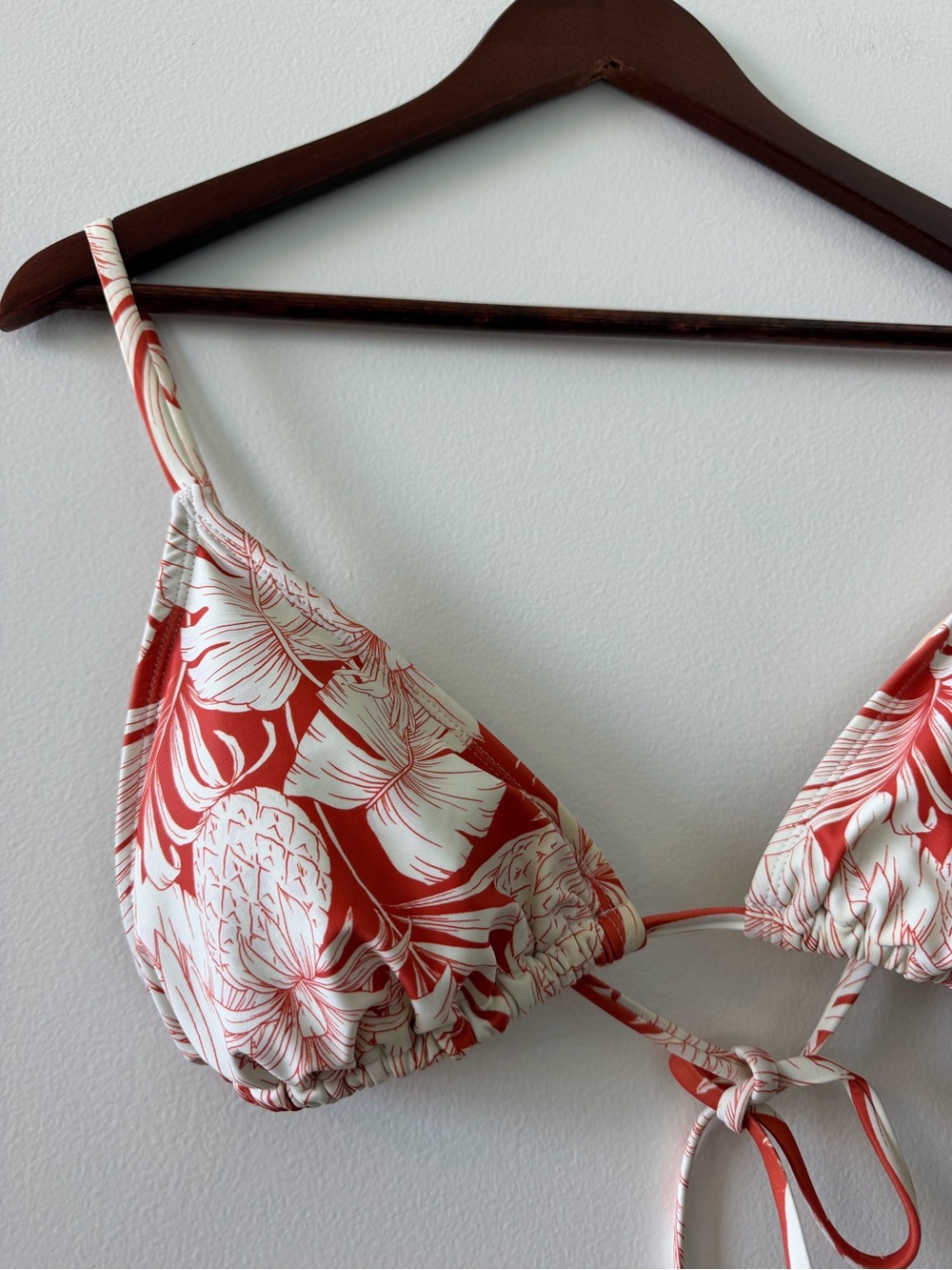 NWOT burnt orange & white Floral Triangle Bikini Top